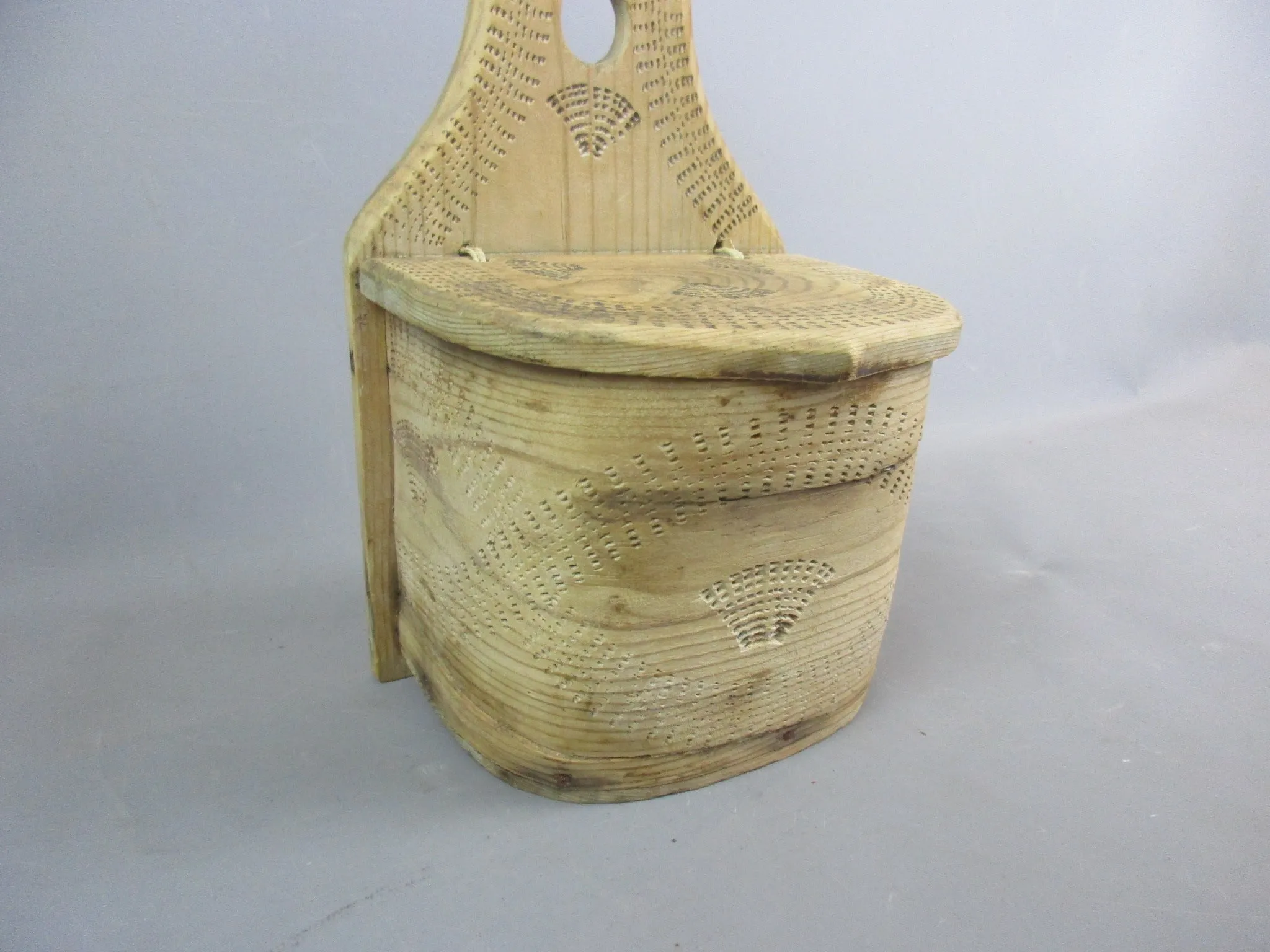 Wooden Salt Box With Shell Detail Vintage c1970