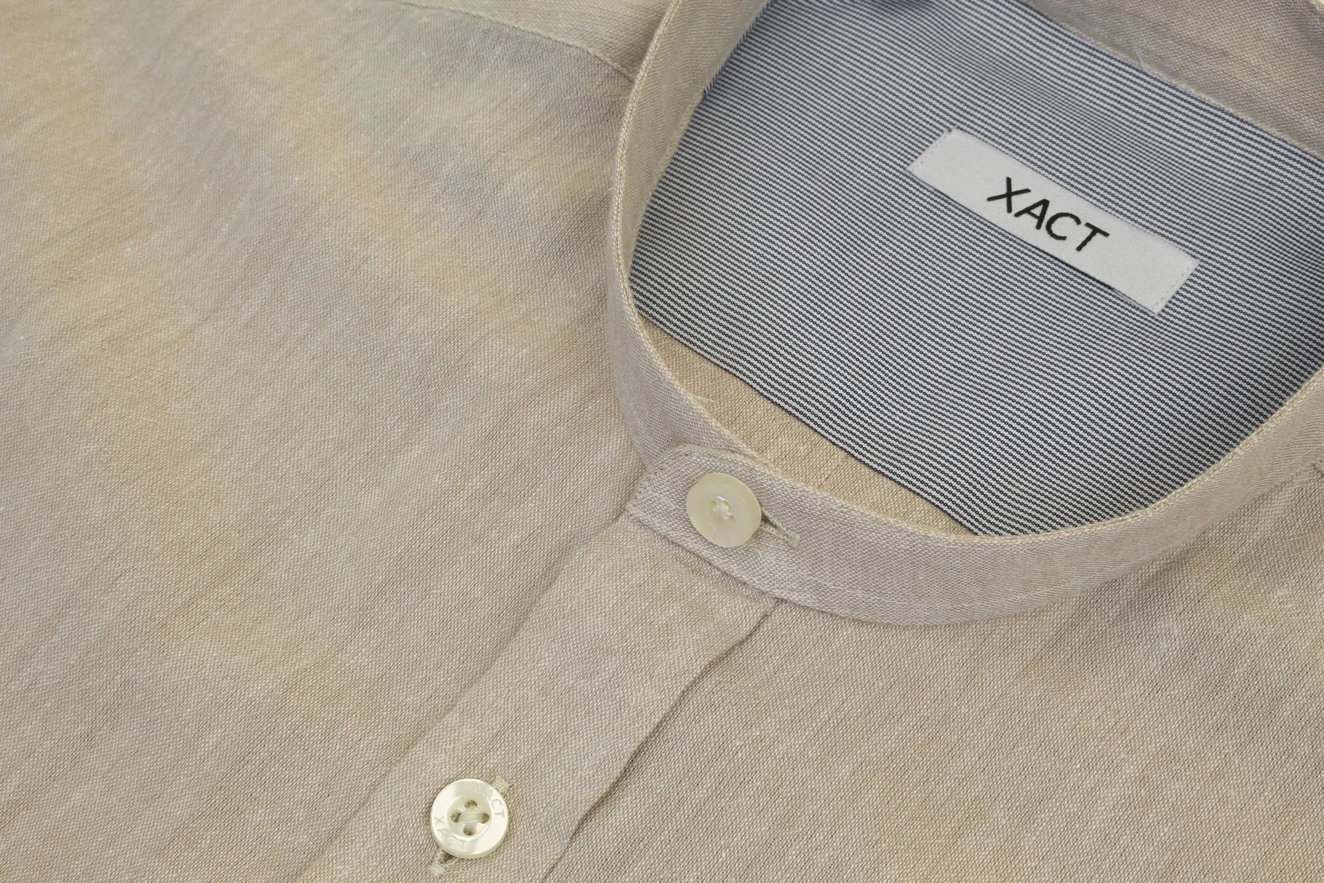 Xact Long Sleeved Linen Grandad Nehru Shirt