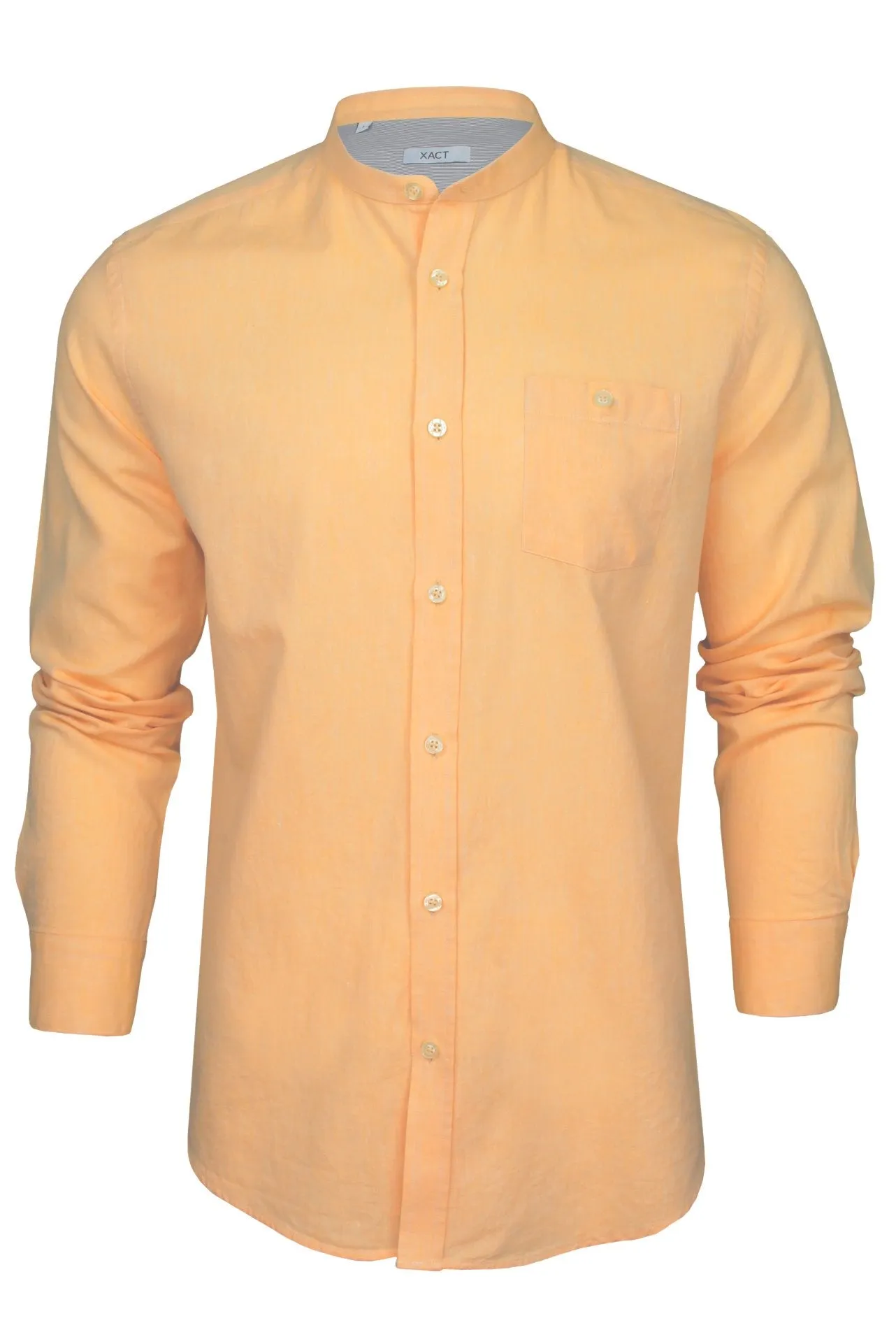 Xact Long Sleeved Linen Grandad Nehru Shirt