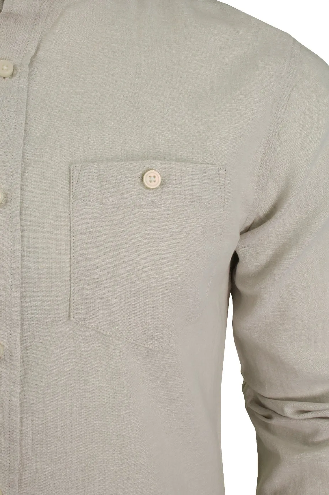 Xact Long Sleeved Linen Grandad Nehru Shirt