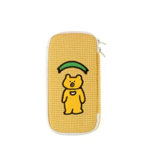 Yellow Bear Embroidery Pencil Cases Stationery Zipper School 19cm Office cosmetic pouches Artists Designer Gifts Bags Purses Student Cute